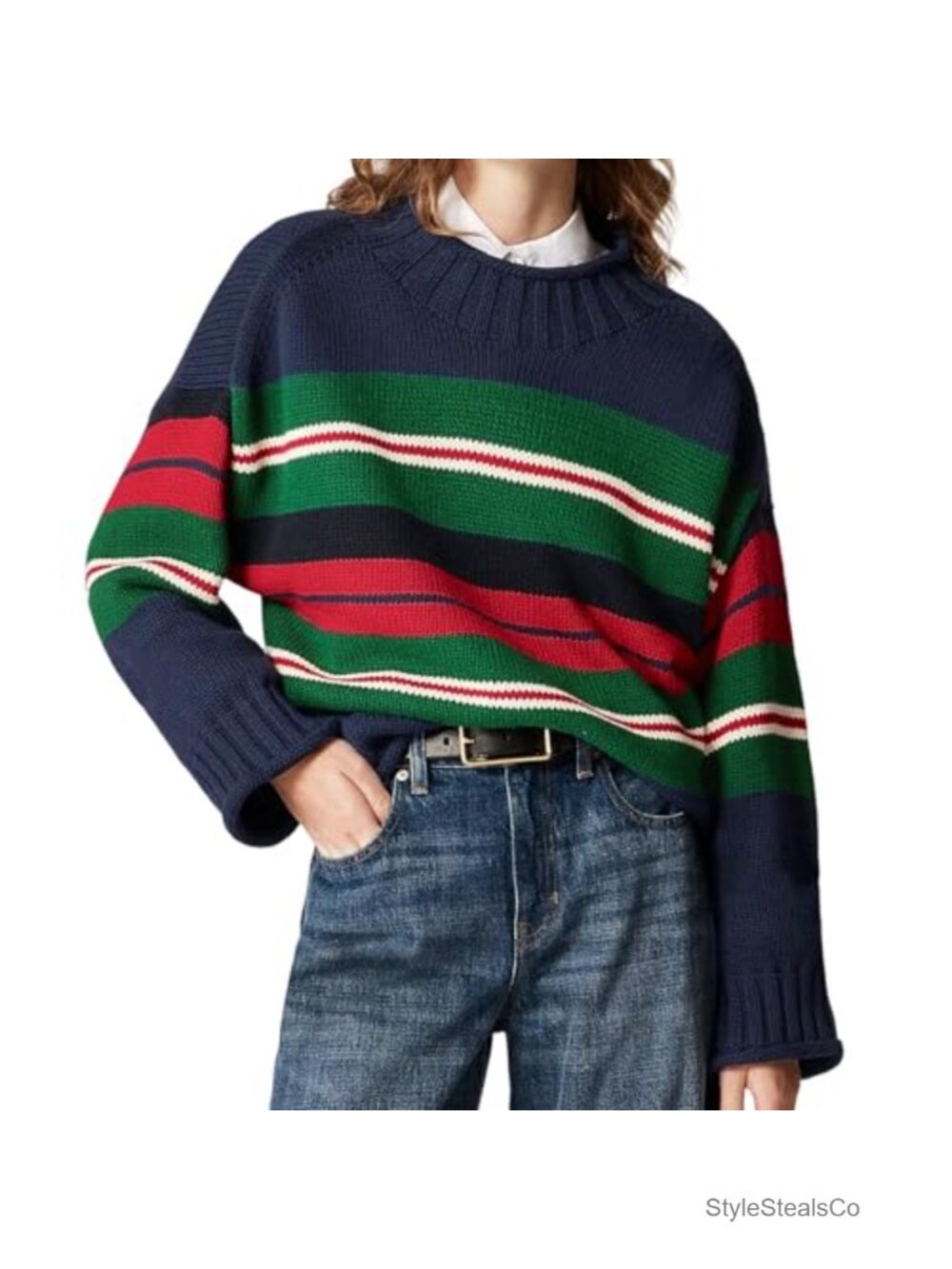 Oversized Roll Neck Sweater Long Sleeve Chunky Knit Pullover Cozy Fall Top